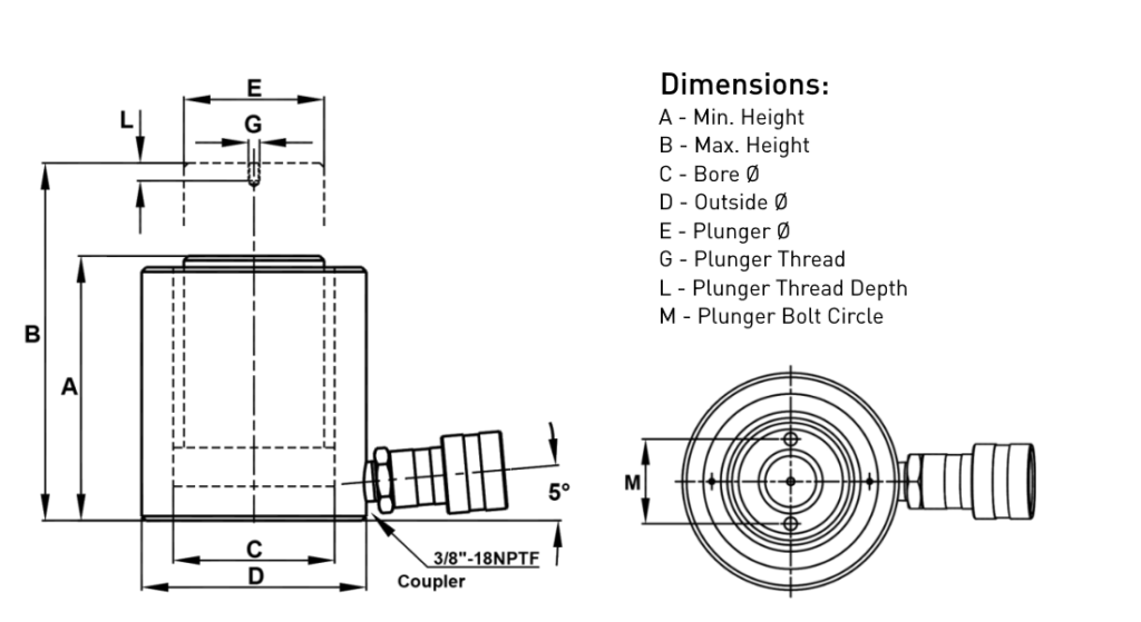 Single Acting Low Profile Cylinders - BVA Hydraulics - Haitor